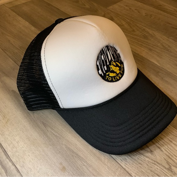 Vintage Trucker Hat Snapback Retro Everything To Live For Mountain Hiking Happy - Picture 3 of 6